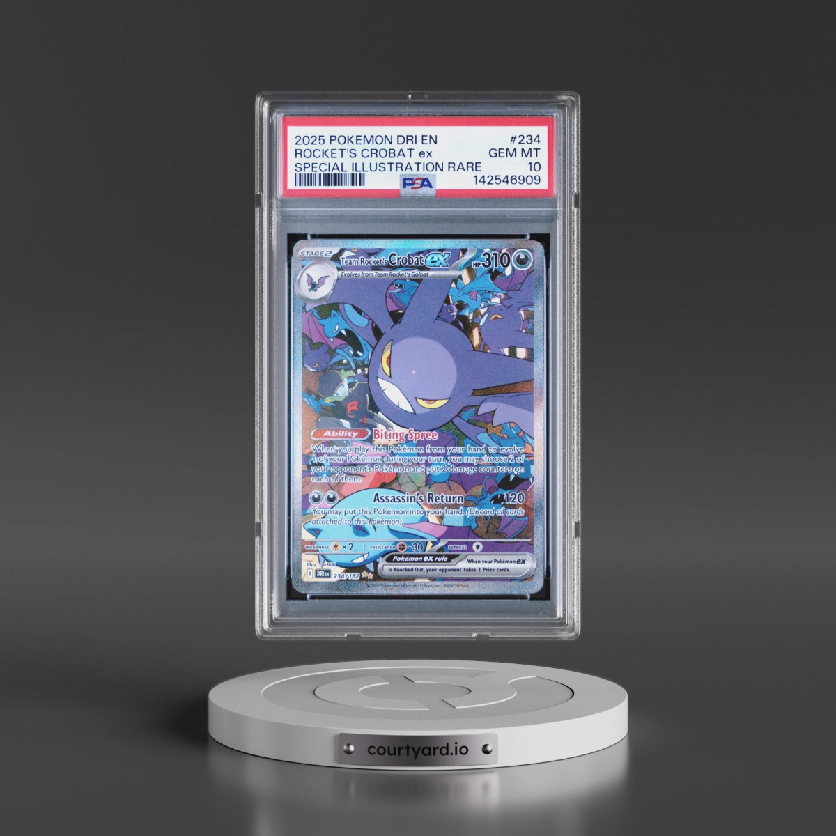 2025 Pokémon Dri EN-Destined Rivals #234 Team Rocket's Crobat EX - Holo Special Illustration Rare (PSA 10 GEM MINT)