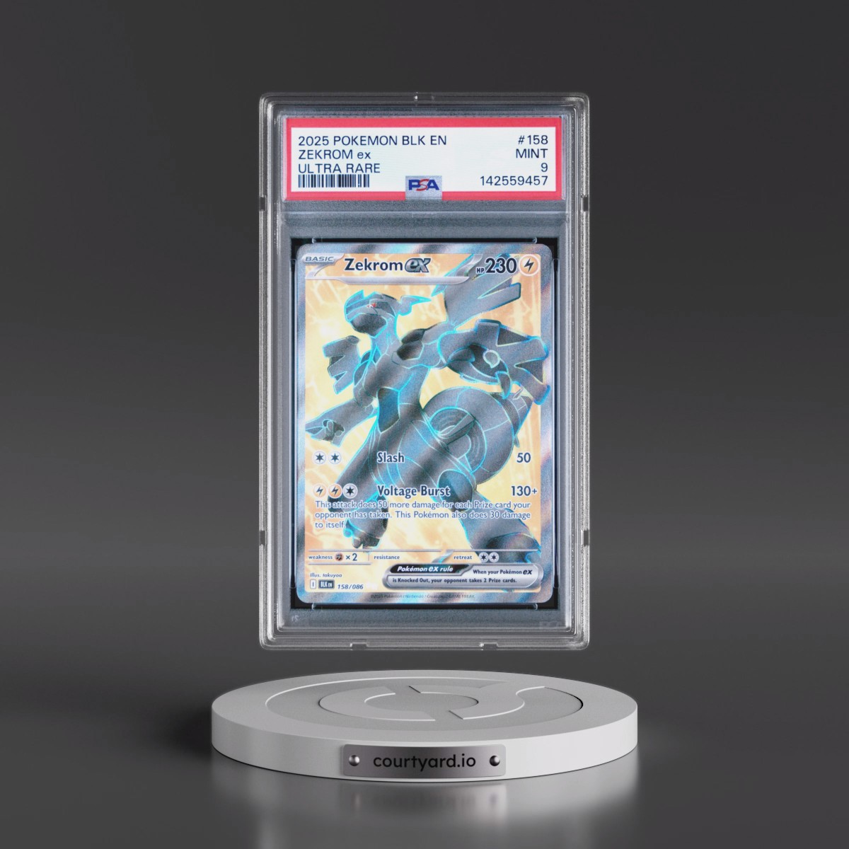 2025 Pokémon Blk EN-Black Bolt #158 Zekrom EX - Holo Ultra Rare (PSA 9 MINT)