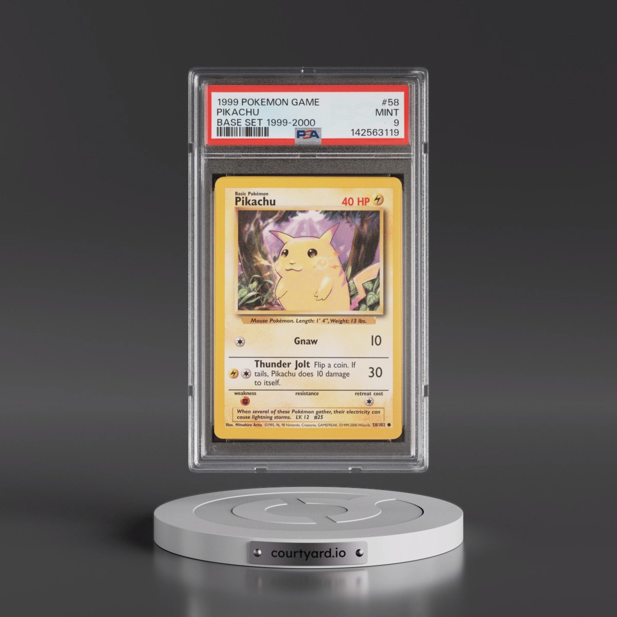 1999 Pokémon Game #58 Pikachu - Base Set 1999-2000 (PSA 9 MINT)