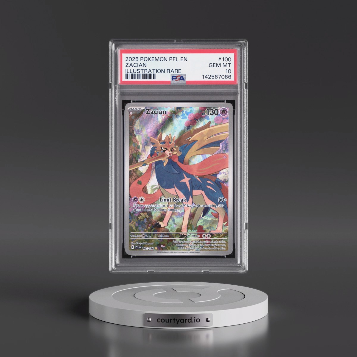 2025 Pokémon Pfl EN-Phantasmal Flames #100 Zacian - Illustration Rare (PSA 10 GEM MINT)