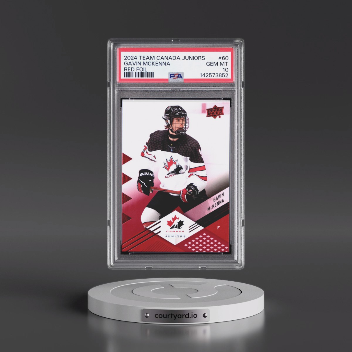 2024 Upper Deck Team Canada Juniors #60 Gavin Mckenna - Red Foil (PSA 10 GEM MINT)