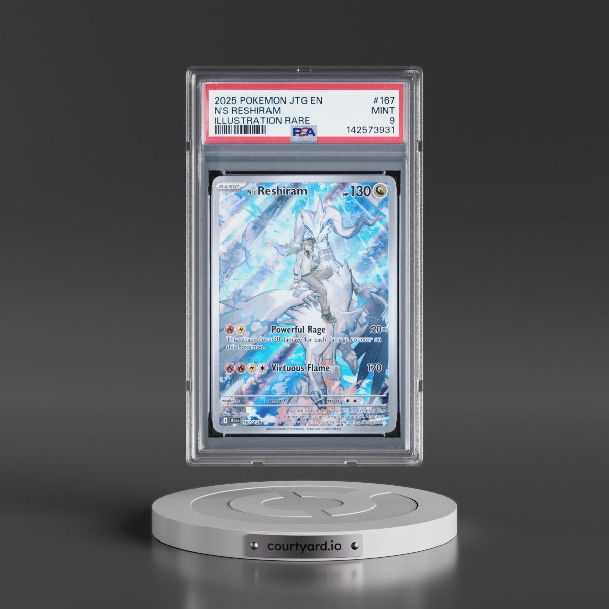 2025 Pokémon Jtg EN-Journey Together #167 N's Reshiram - Illustration Rare (PSA 9 MINT)