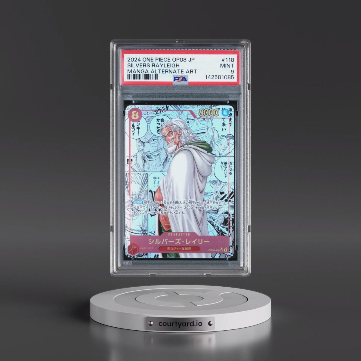 2024 One Piece Japanese OP08-Two Legends #118 Silvers Rayleigh - Manga Alternate Art (PSA 9 MINT)