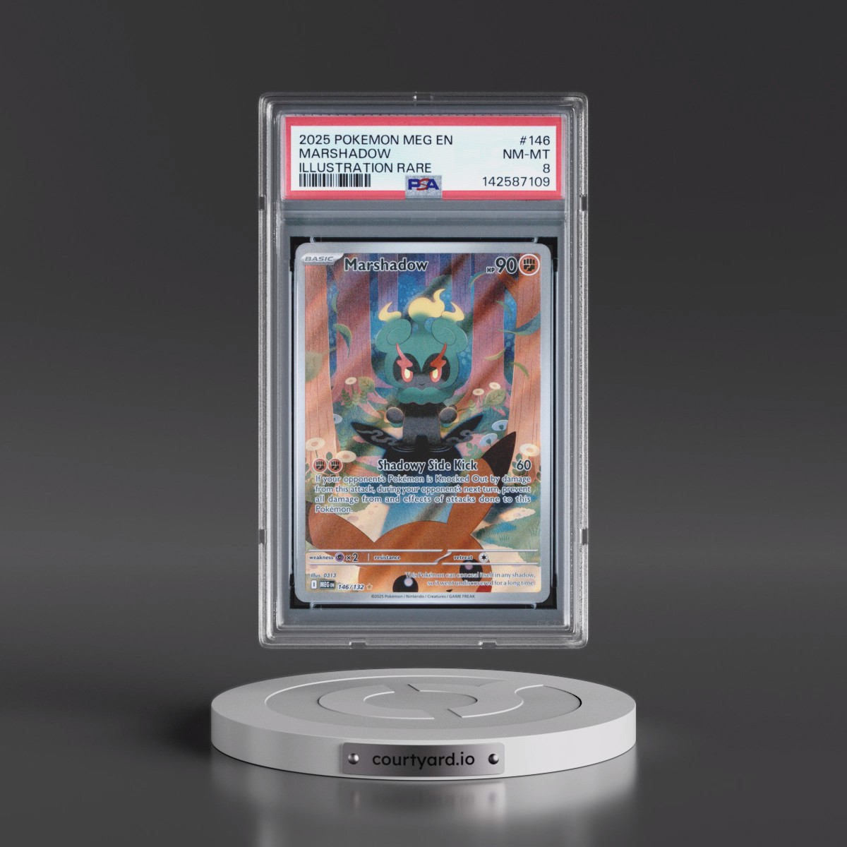 2025 Pokémon Meg EN-Mega Evolution #146 Marshadow - Illustration Rare (PSA 8 NM-MT)