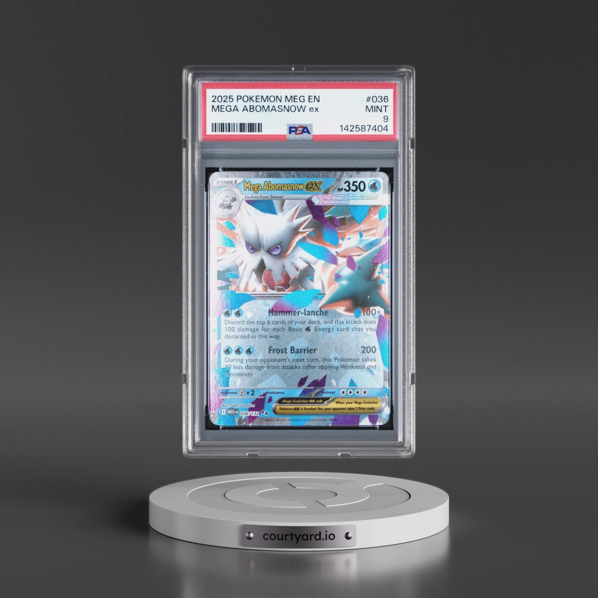 2025 Pokémon Meg EN-Mega Evolution #036 Mega Abomasnow EX - Holo (PSA 9 MINT)
