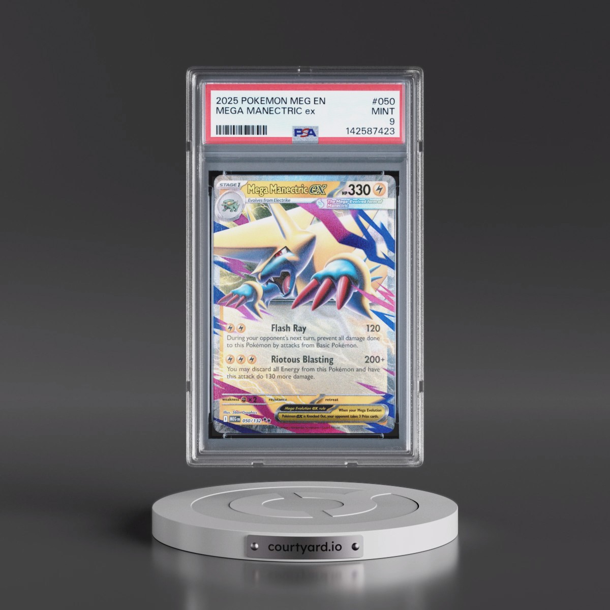 2025 Pokémon Meg EN-Mega Evolution #050 Mega Manectric EX - Holo (PSA 9 MINT)