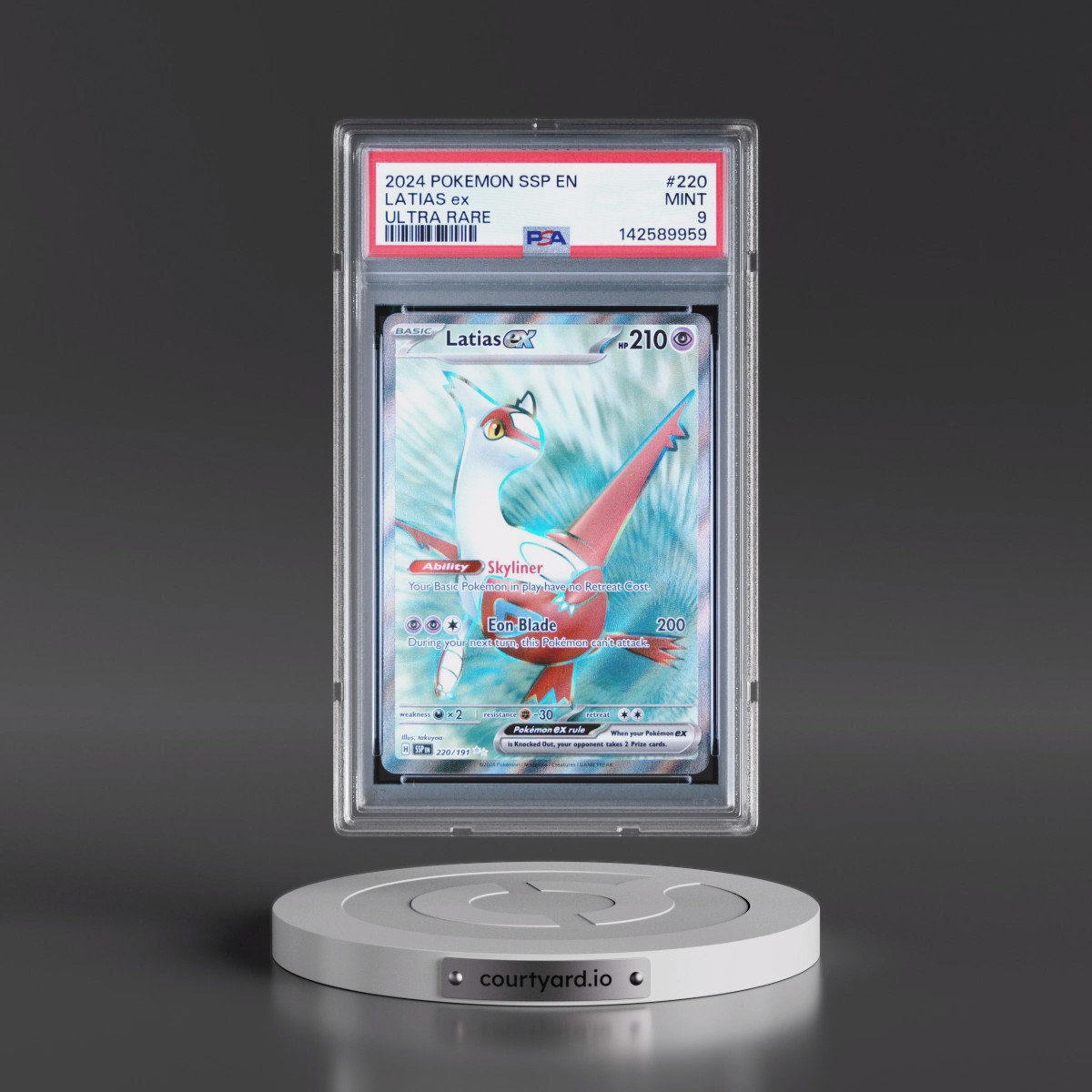 2024 Pokémon Ssp EN-Surging Sparks #220 Latias EX - Holo Ultra Rare (PSA 9 MINT)