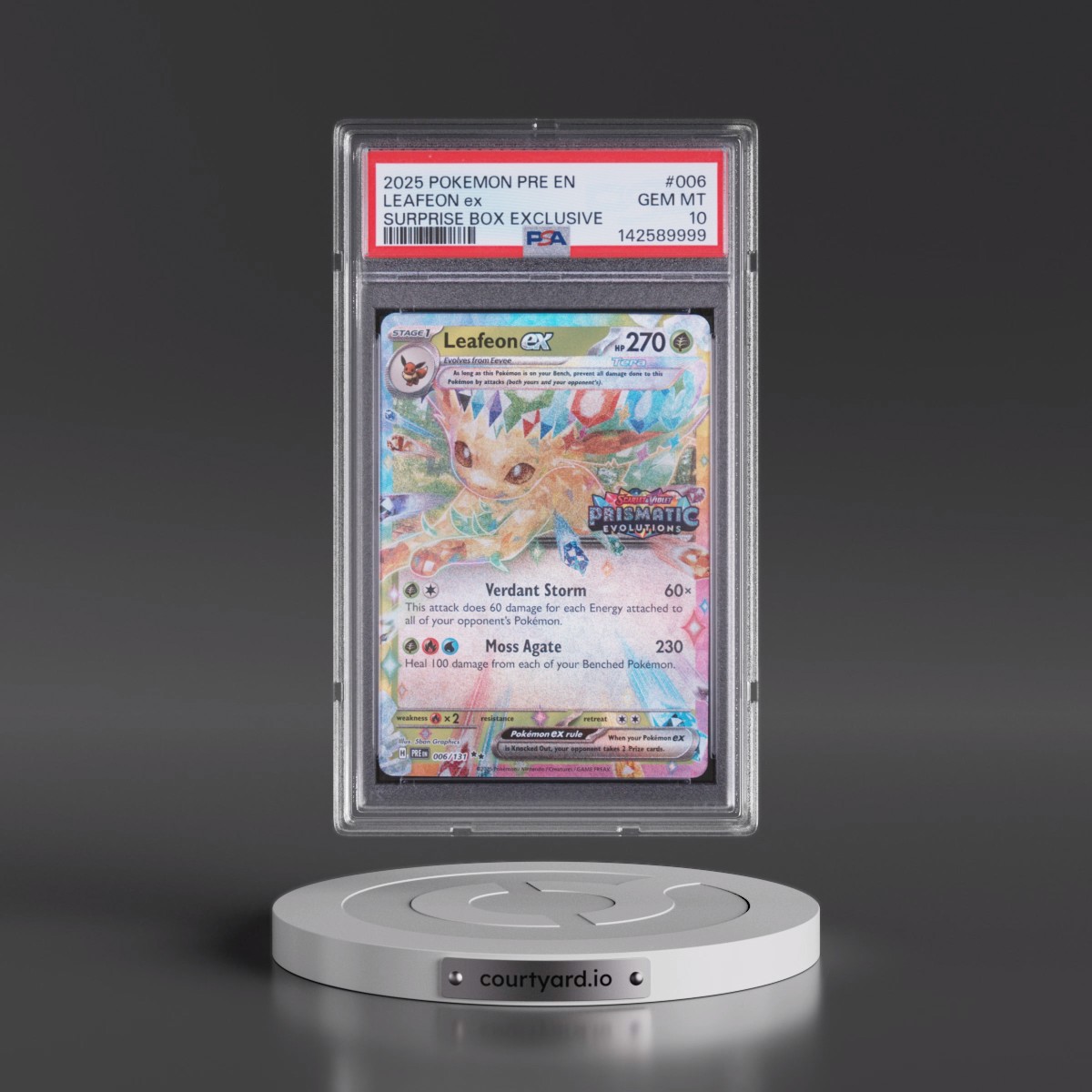 2025 Pokémon Pre EN-Prismatic Evolutions #006 Leafeon EX - Holo Surprise Box Exclusive (PSA 10 GEM MINT)