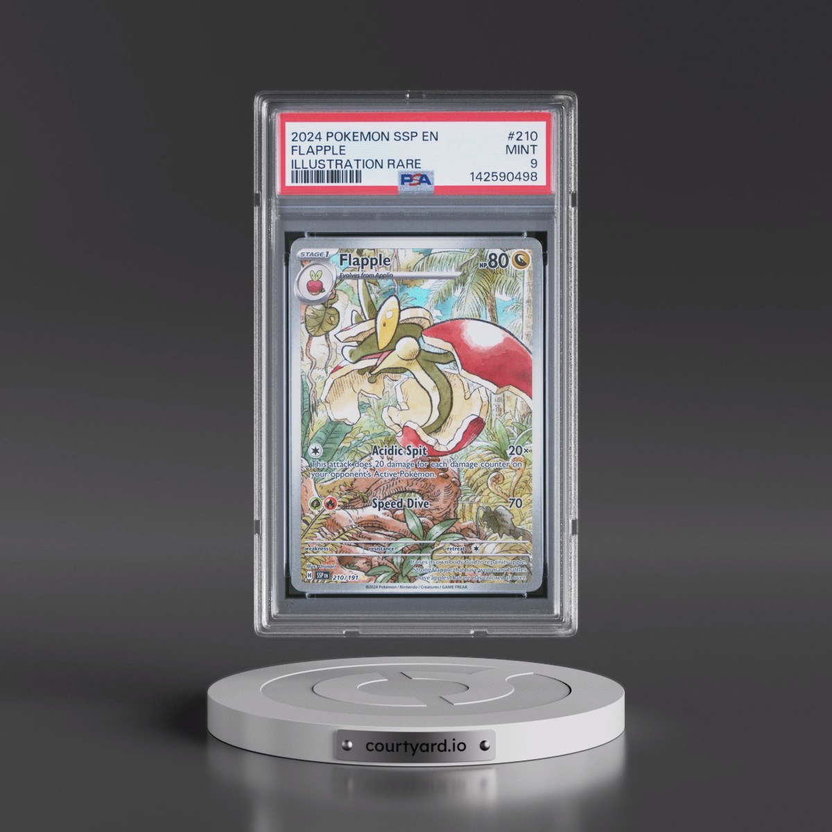 2024 Pokémon Ssp EN-Surging Sparks #210 Flapple - Illustration Rare (PSA 9 MINT)