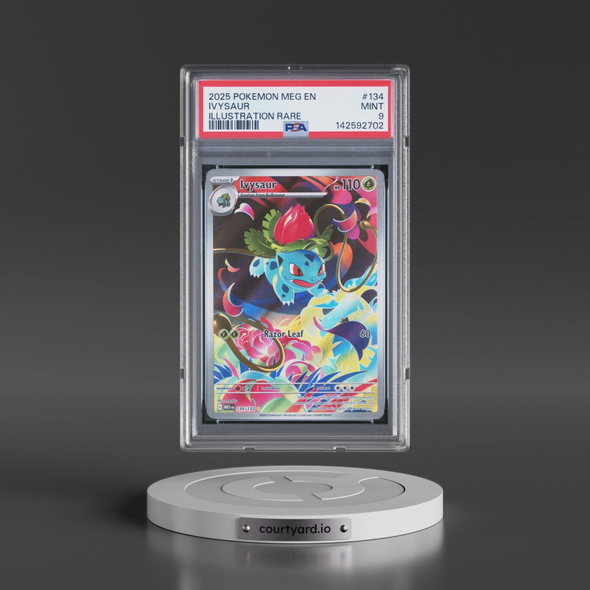 2025 Pokémon Meg EN-Mega Evolution #134 Ivysaur - Illustration Rare (PSA 9 MINT)