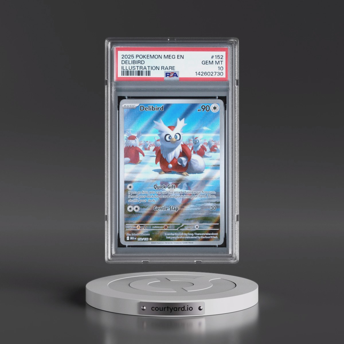 2025 Pokémon Meg EN-Mega Evolution #152 Delibird - Illustration Rare (PSA 10 GEM MINT)