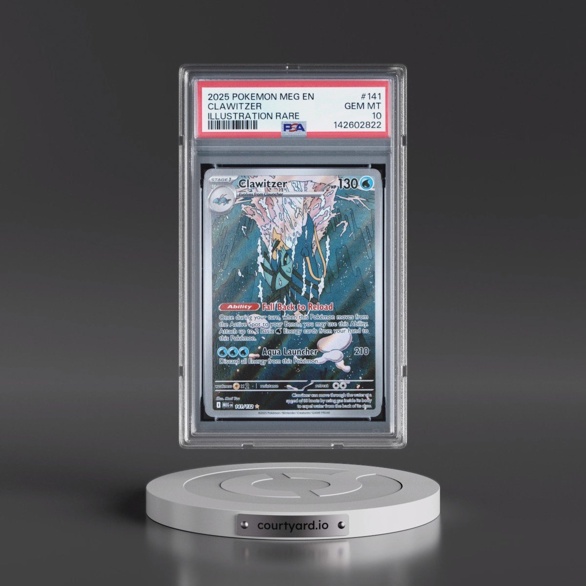 2025 Pokémon Meg EN-Mega Evolution Clawitzer - Illustration Rare #141 PSA 10