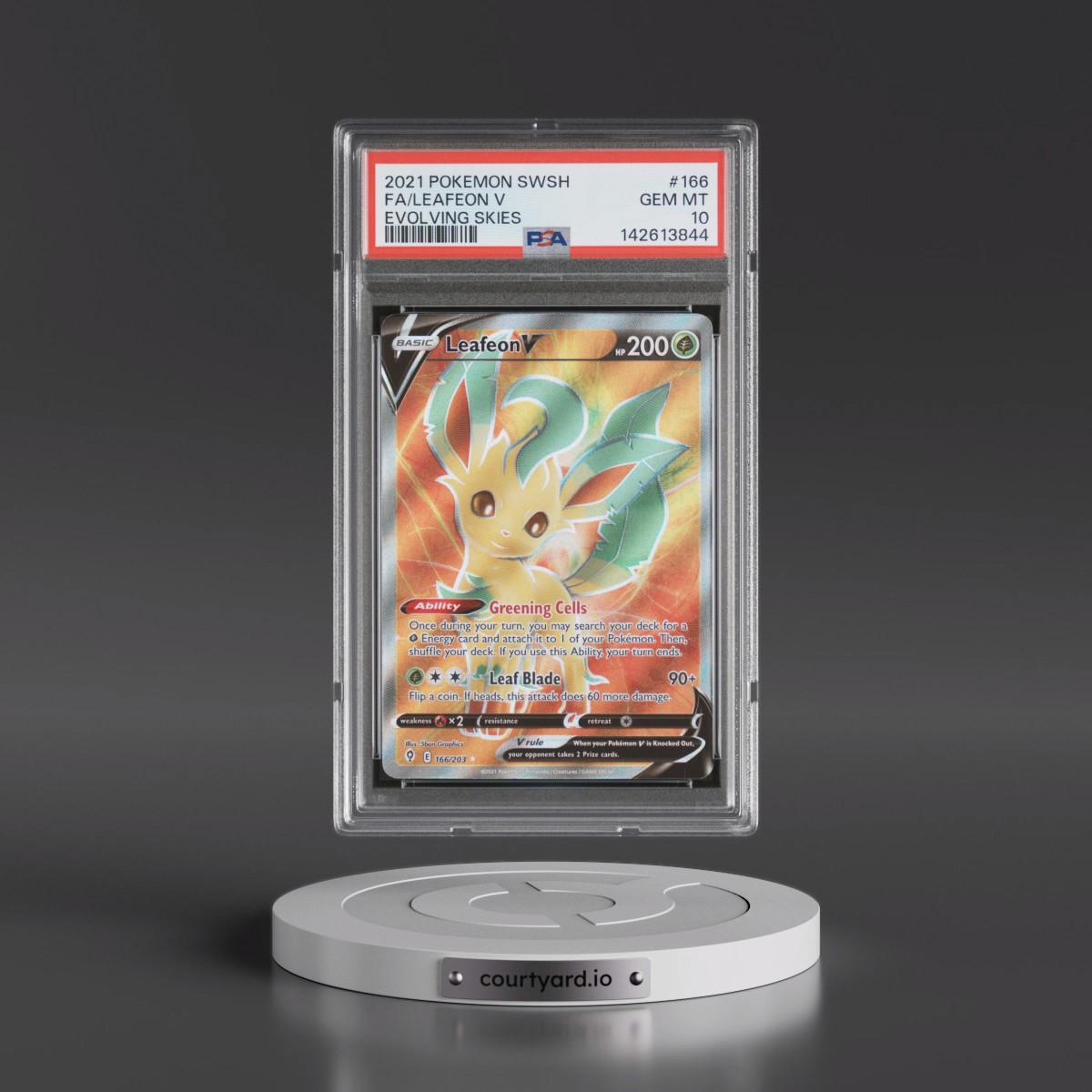 2021 Pokémon Sword & Shield Evolving Skies #166 Leafeon V - Holo Full Art (PSA 10 GEM MINT)