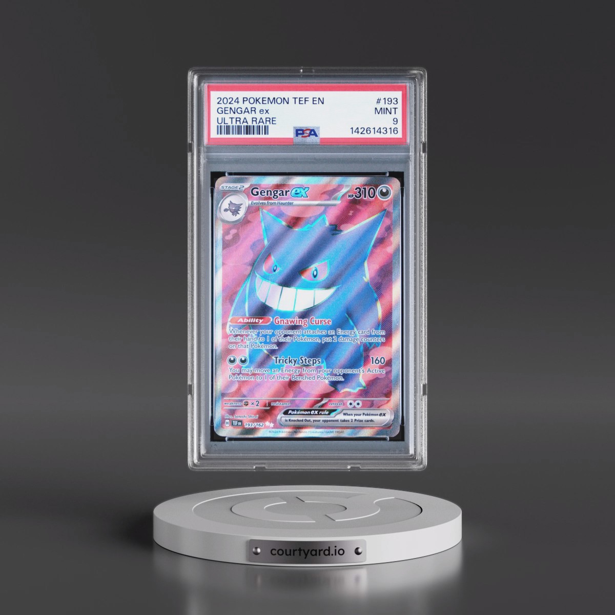 2024 Pokémon Tef EN-Temporal Forces #193 Gengar EX - Holo Ultra Rare (PSA 9 MINT)