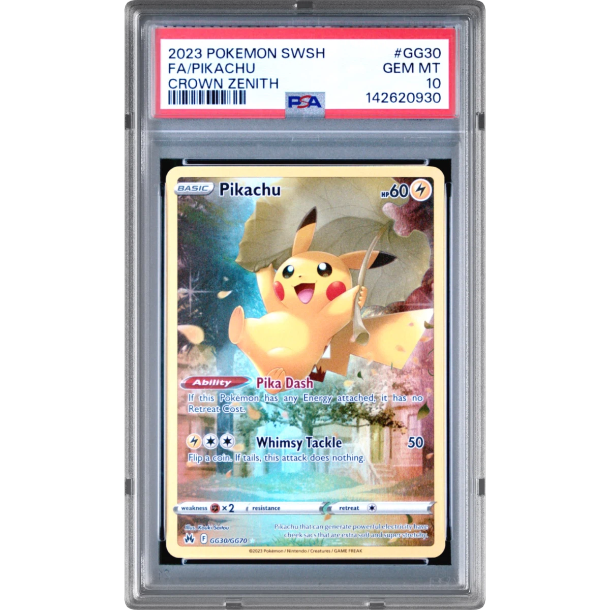 2023 Pokémon Sword and Shield Crown Zenith #GG30 Pikachu - Full Art (PSA 10 GEM MINT)
