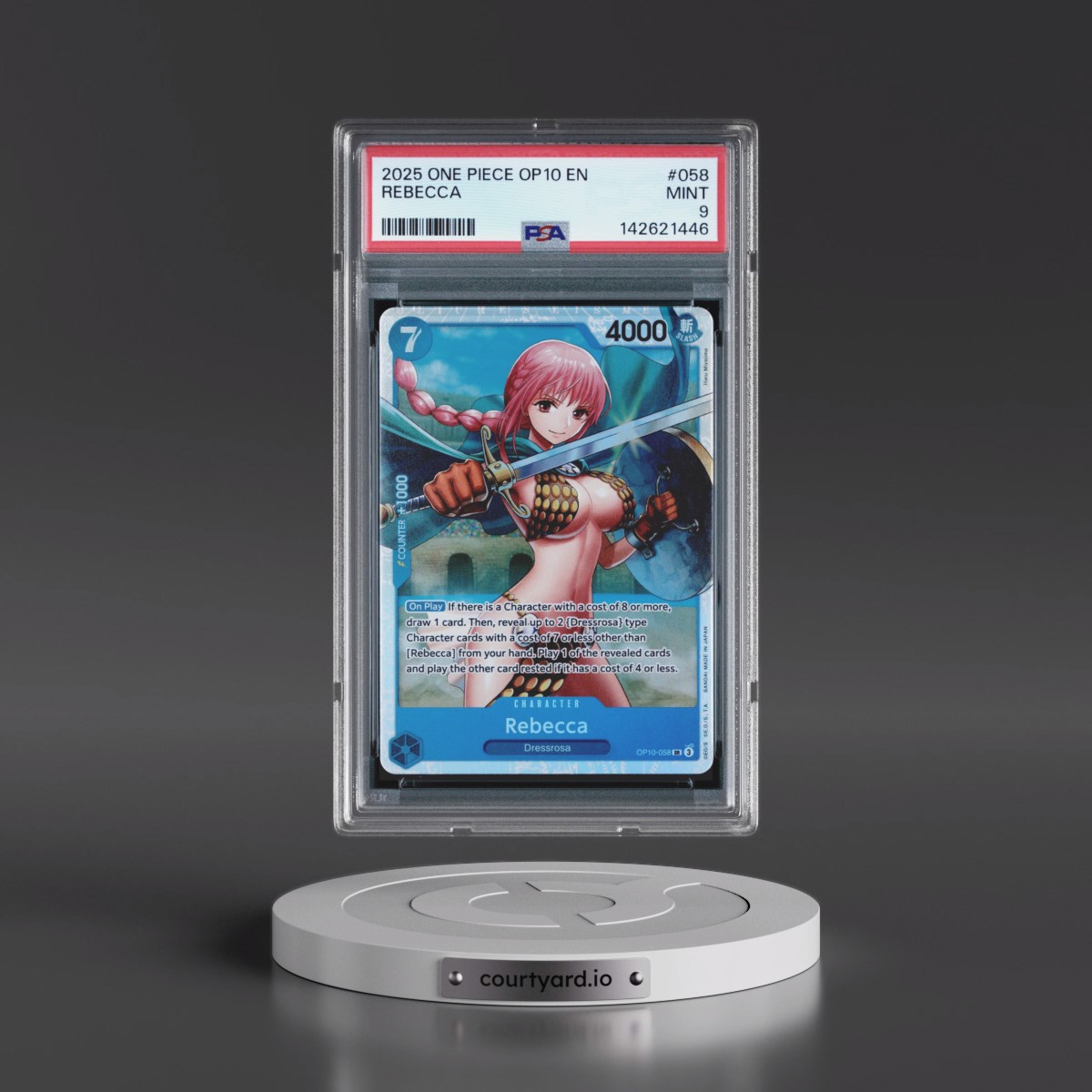 2025 One Piece OP10-Royal Blood #058 Rebecca (PSA 9 MINT)