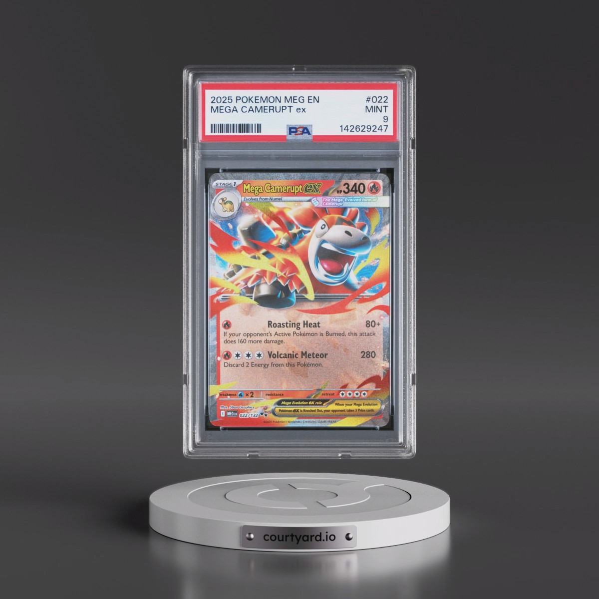 2025 Pokémon Meg EN-Mega Evolution #022 Mega Camerupt EX - Holo (PSA 9 MINT)