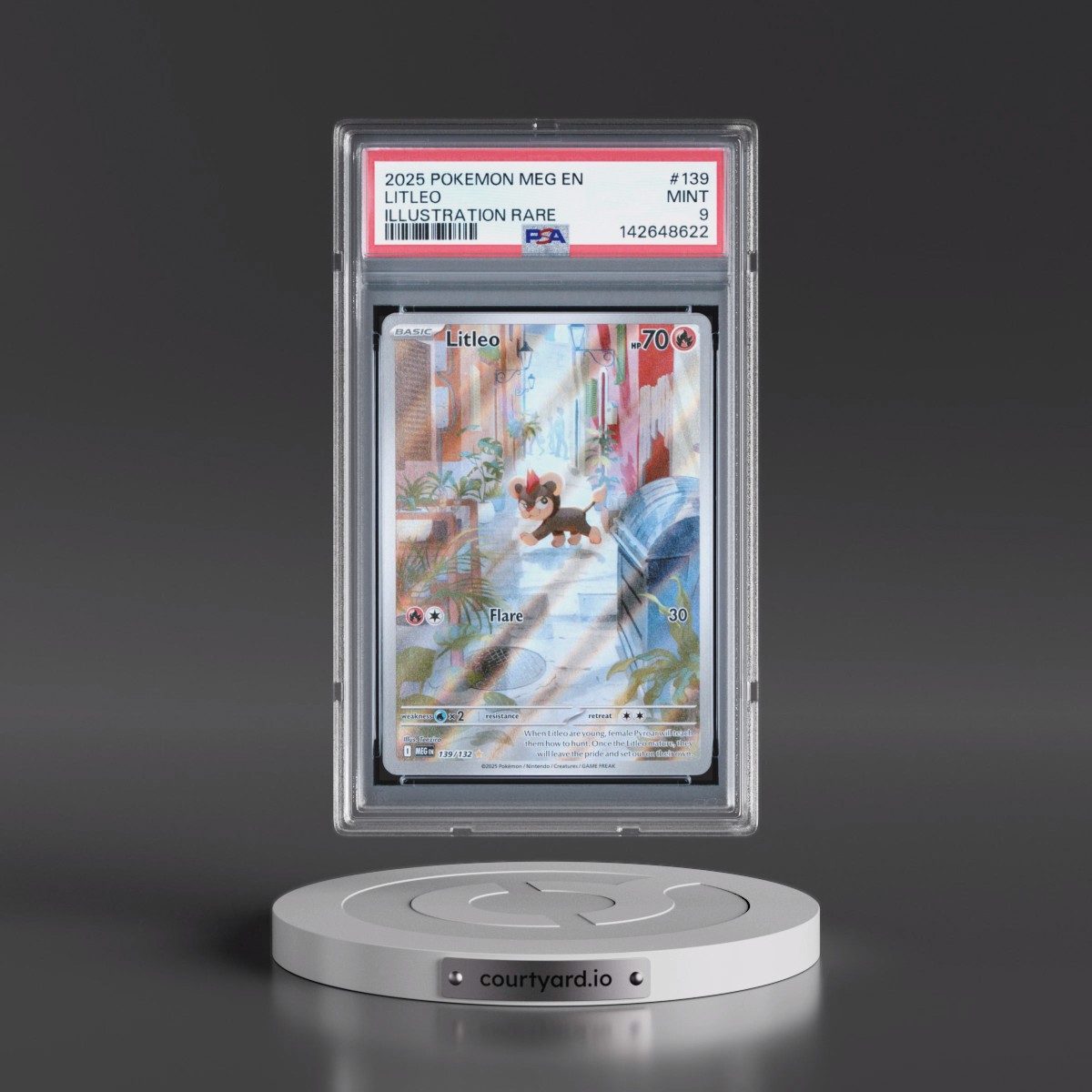 2025 Pokémon Meg EN-Mega Evolution #139 Litleo - Illustration Rare (PSA 9 MINT)