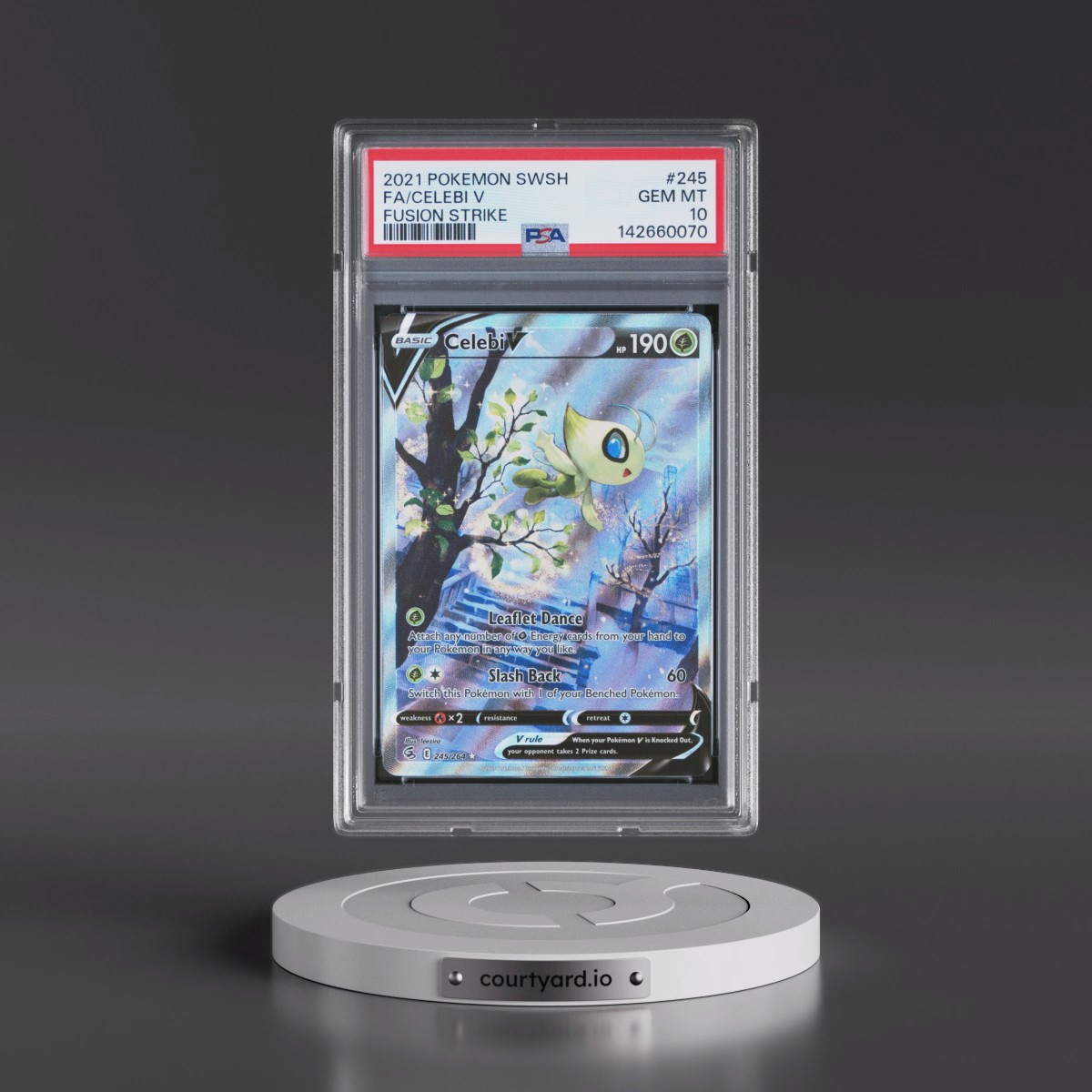 2021 Pokémon Sword & Shield Fusion Strike #245 Celebi V - Holo Full Art (PSA 10 GEM MINT)
