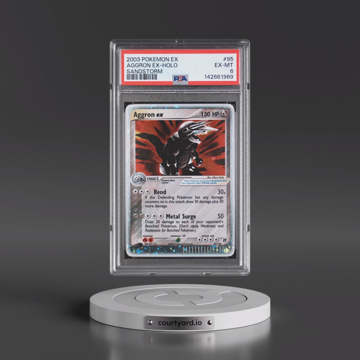 2003 Pokémon EX Sandstorm #95 Aggron EX - Holo Holo (PSA 6 EX-MT)