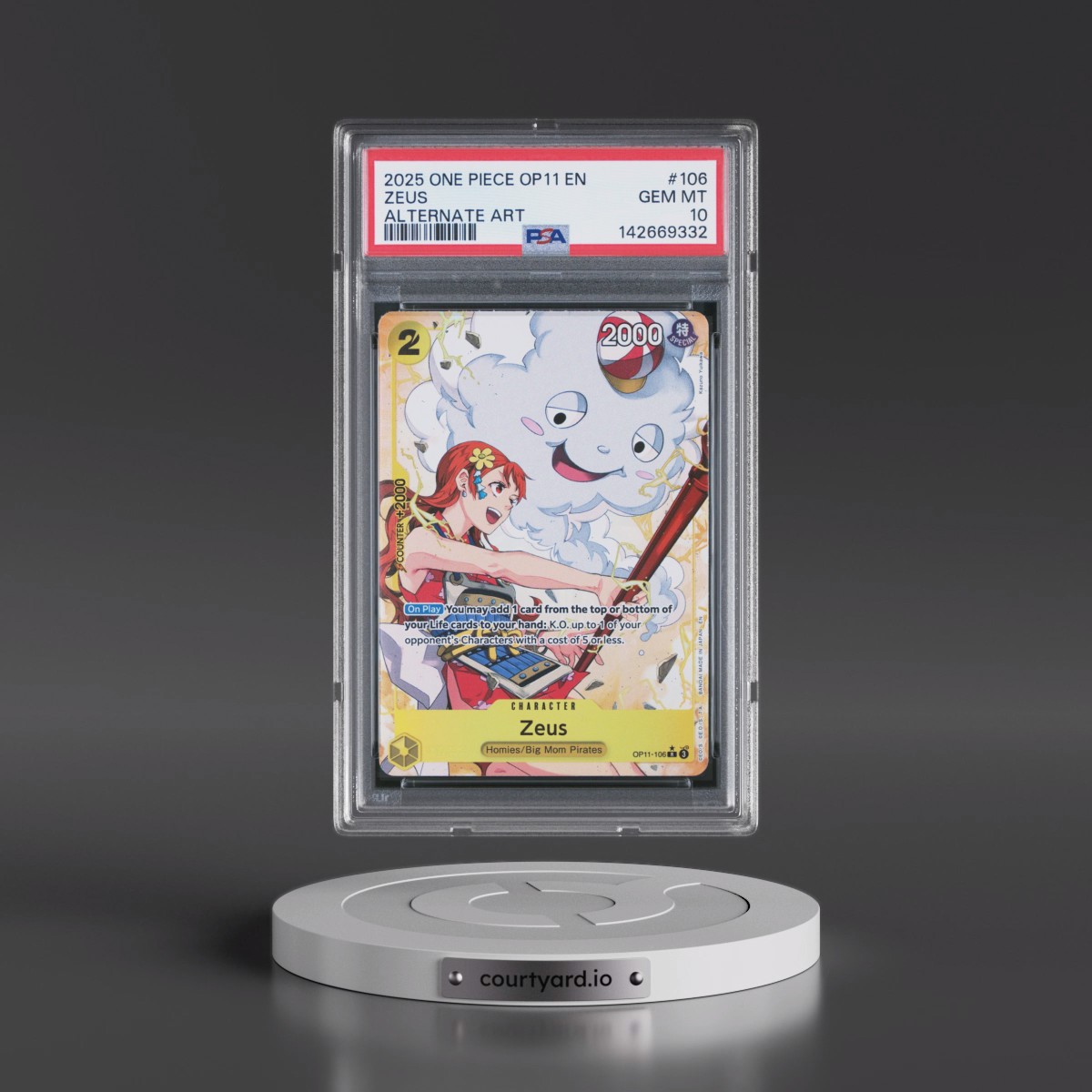 2025 One Piece OP11-A Fist of Divine Speed #106 Zeus - Alternate Art (PSA 10 GEM MINT)