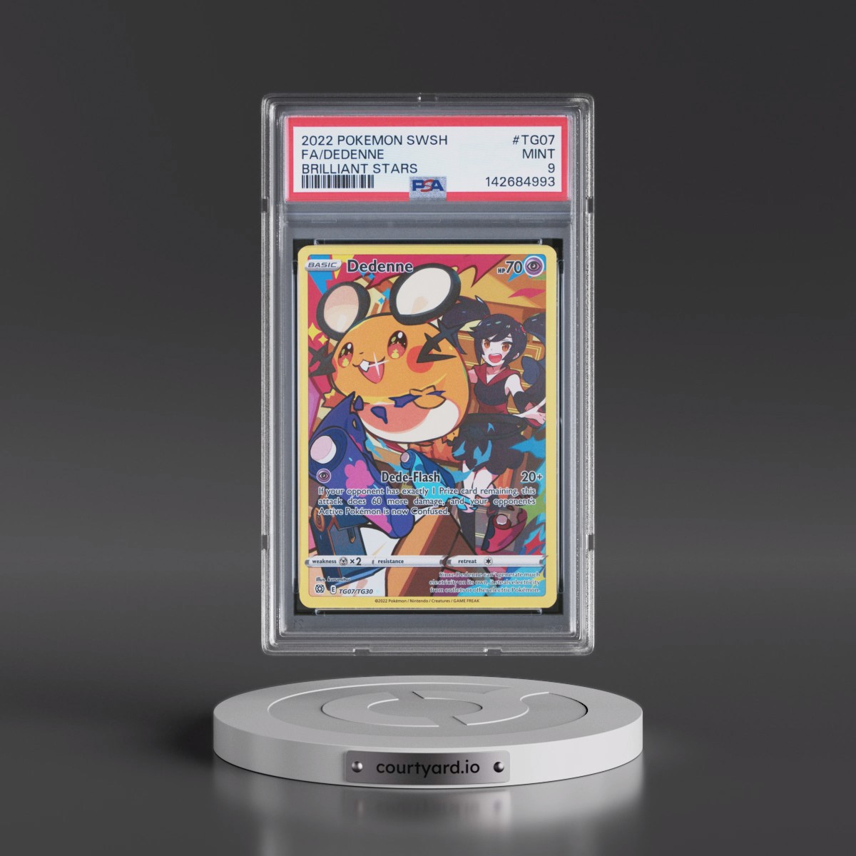 2022 Pokémon Sword & Shield Brilliant Stars #TG07 Dedenne - Full Art (PSA 9 MINT)