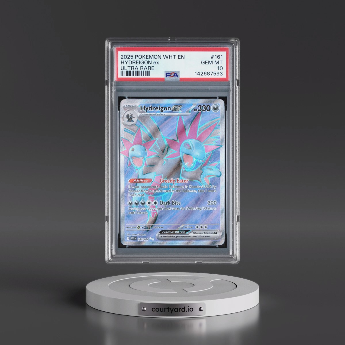 2025 Pokémon Wht EN-White Flare #161 Hydreigon EX - Holo Ultra Rare (PSA 10 GEM MINT)