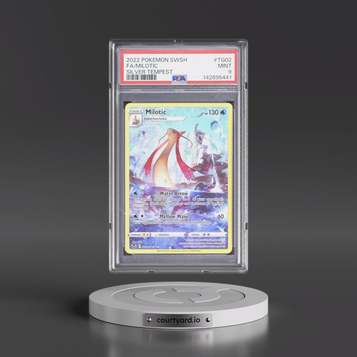 2022 Pokémon Sword & Shield Silver Tempest #TG02 Milotic - Full Art (PSA 9 MINT)