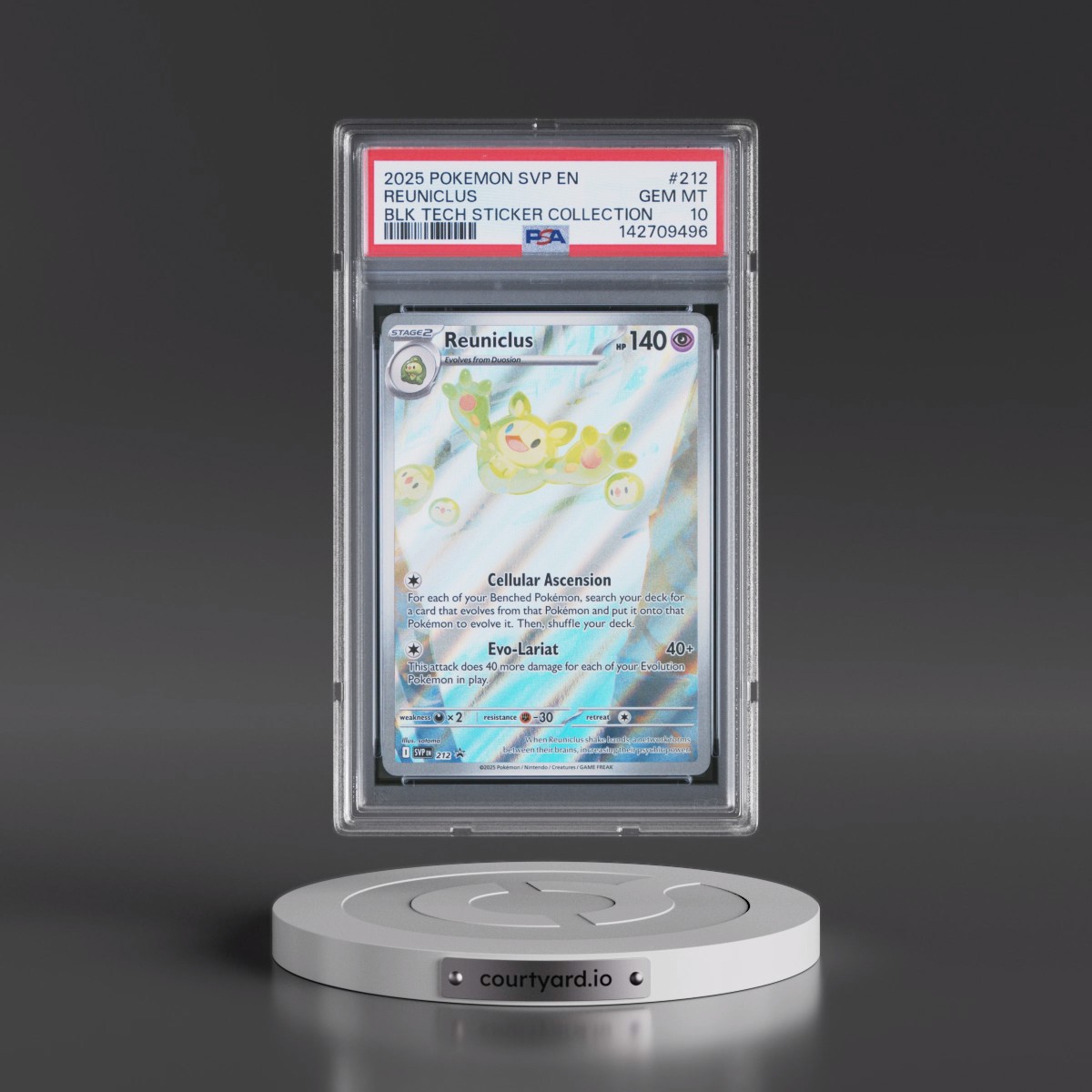 2025 Pokémon Svp EN-SV Black Star Promo #212 Reuniclus - Black Bolt Tech Sticker Collection (PSA 10 GEM MINT)