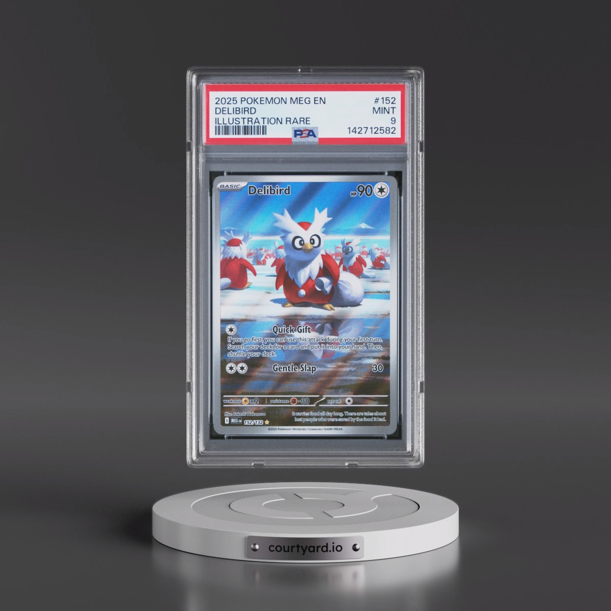 2025 Pokémon Meg EN-Mega Evolution #152 Delibird - Illustration Rare (PSA 9 MINT)