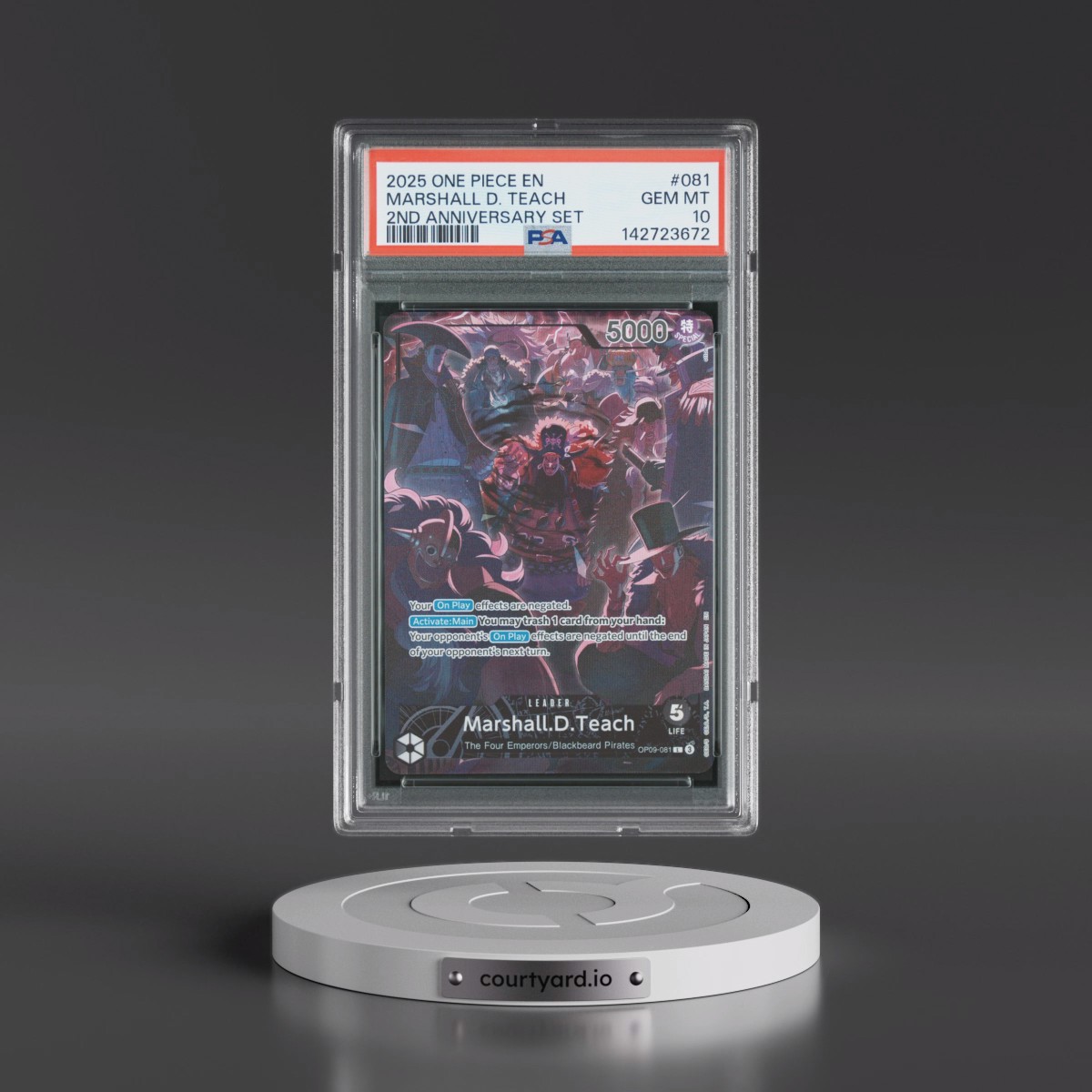 2025 One Piece English Version 2nd Anniversary Set #081 Marshall D. Teach (PSA 10 GEM MINT)