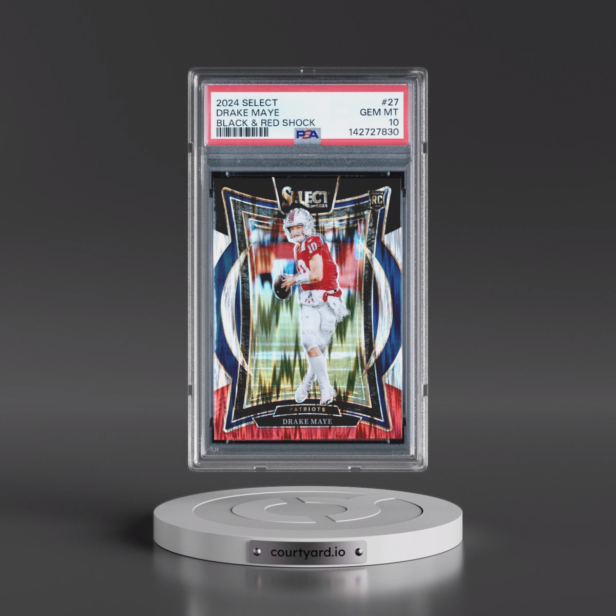 2024 Panini Select #27 Drake Maye - Black & Red Shock (PSA 10 GEM MINT)