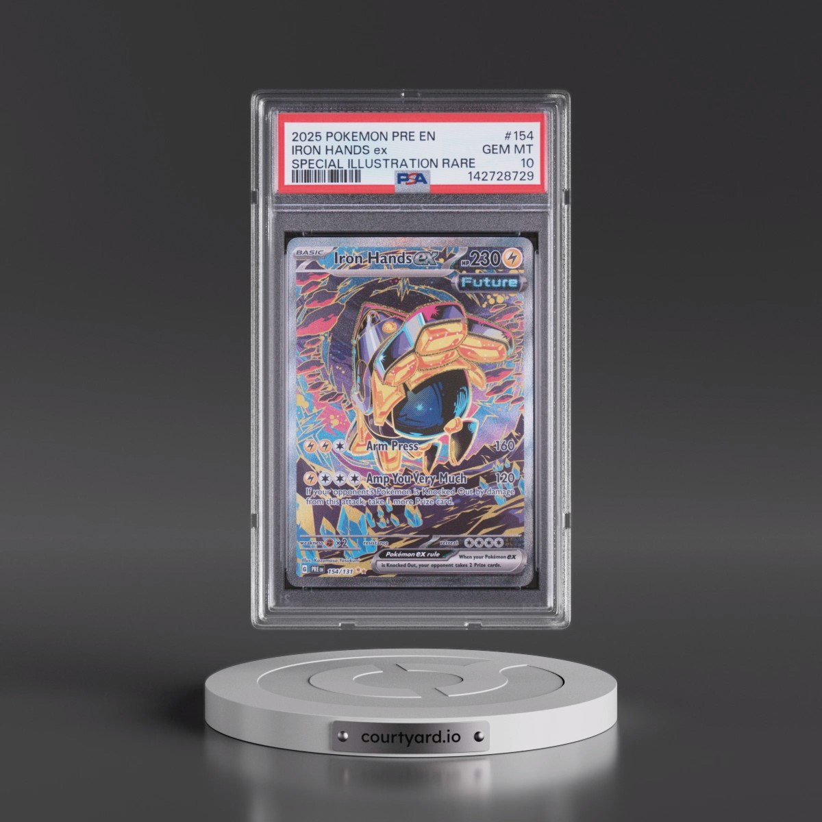 2025 Pokémon Pre EN-Prismatic Evolutions #154 Iron Hands EX - Holo Special Illustration Rare (PSA 10 GEM MINT)