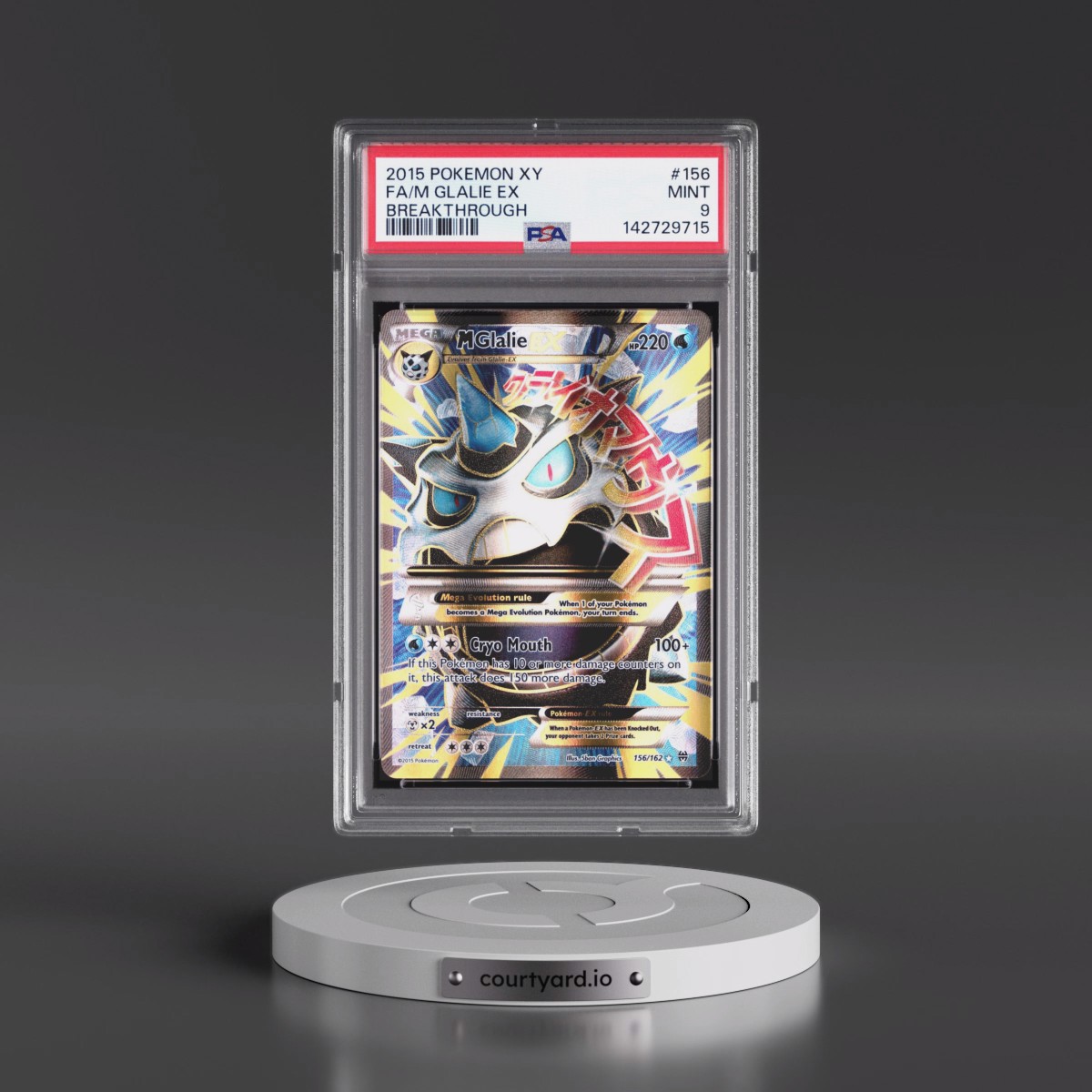 2015 Pokémon XY Breakthrough #156 M Glalie EX - Holo Full Art (PSA 9 MINT)