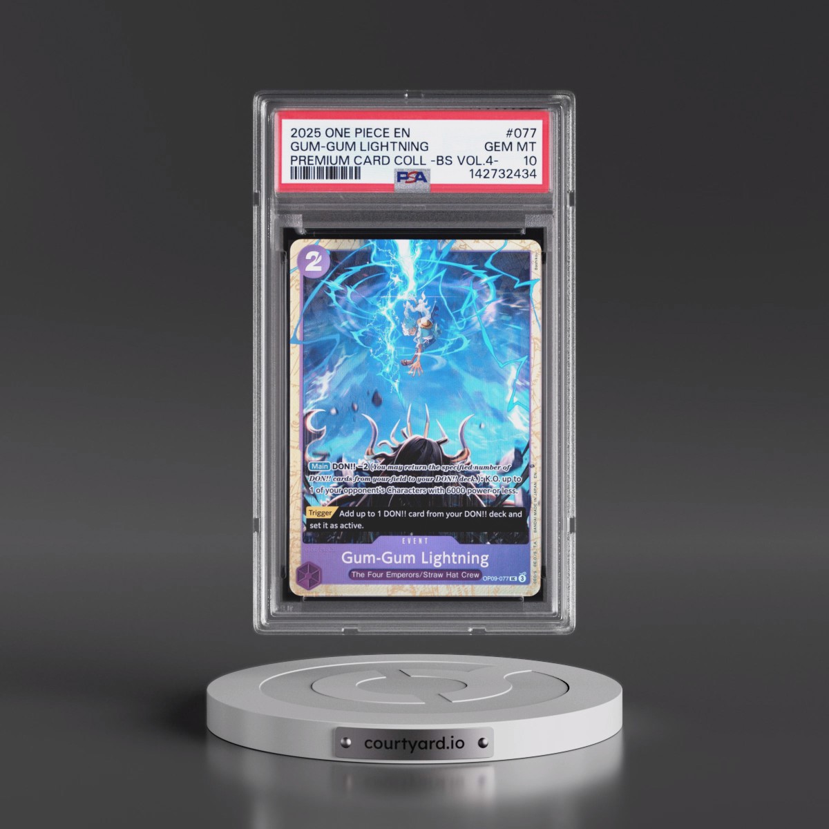 2025 One Piece Premium Card Collection -Best Selection Vol.4 #077 Gum-Gum Lightning (PSA 10 GEM MINT)