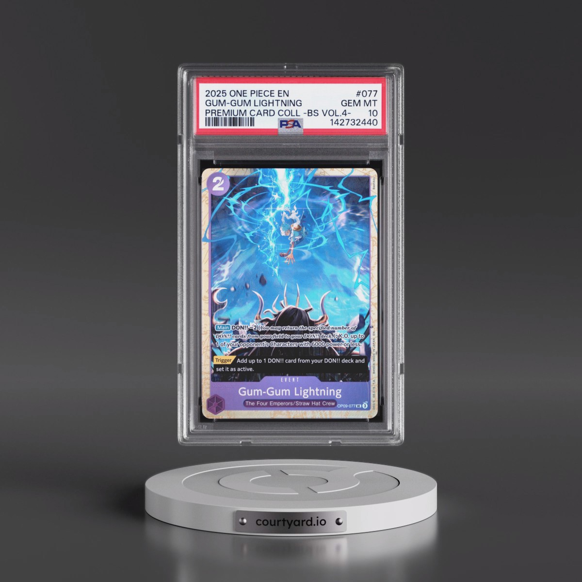 2025 One Piece Premium Card Collection -Best Selection Vol.4 #077 Gum-Gum Lightning (PSA 10 GEM MINT)