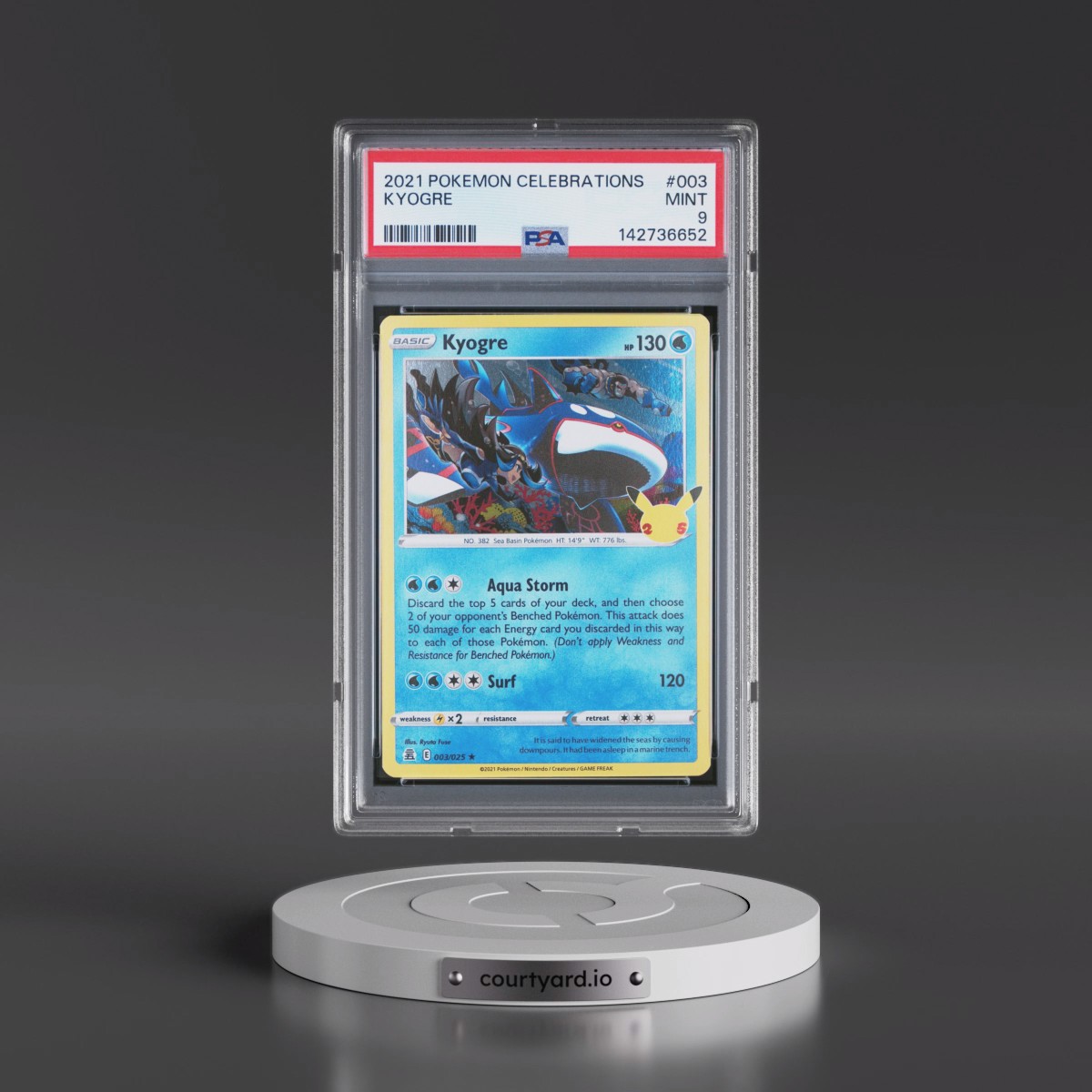 2021 Pokémon Celebrations #003 Kyogre (PSA 9 MINT)