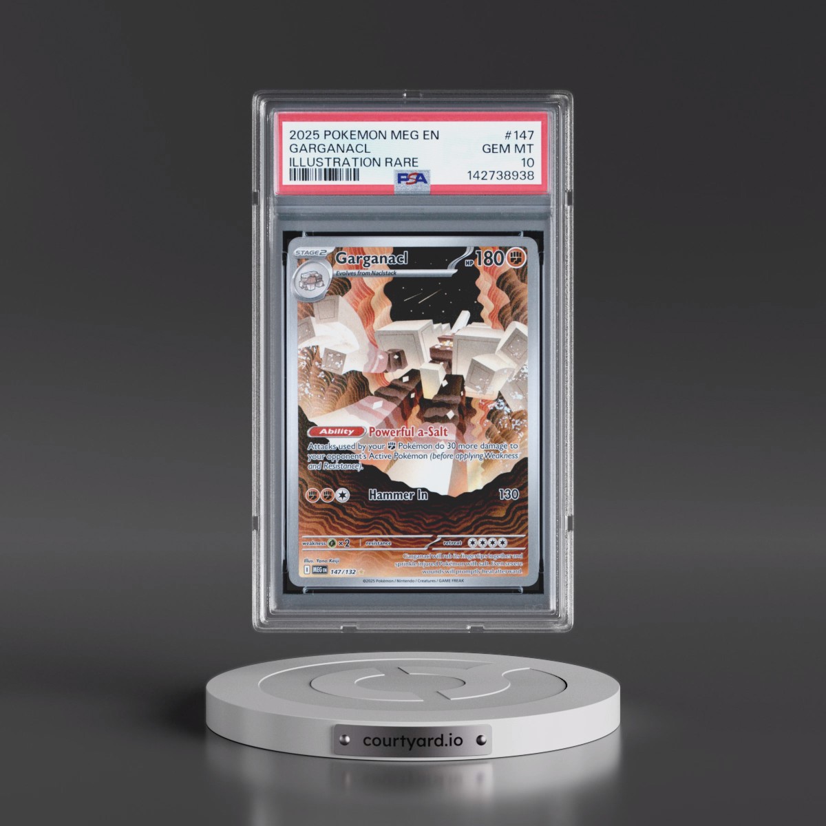 2025 Pokémon Meg EN-Mega Evolution #147 Garganacl - Illustration Rare (PSA 10 GEM MINT)
