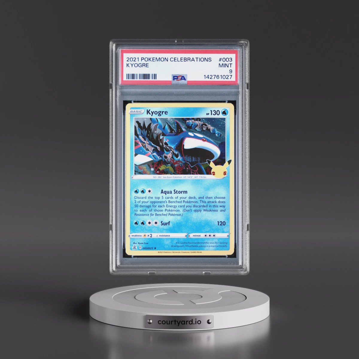 2021 Pokémon Celebrations #003 Kyogre (PSA 9 MINT)