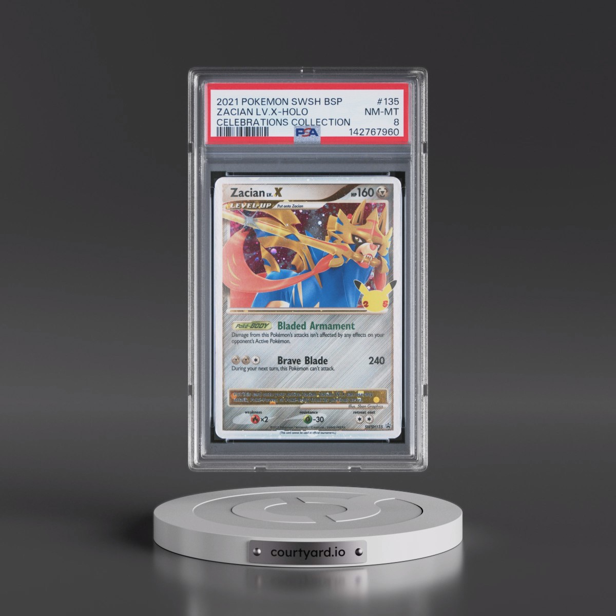 2021 Pokémon Swsh Black Star Promo #135 Zacian LV.X - Holo Celebrations Collection (PSA 8 NM-MT)