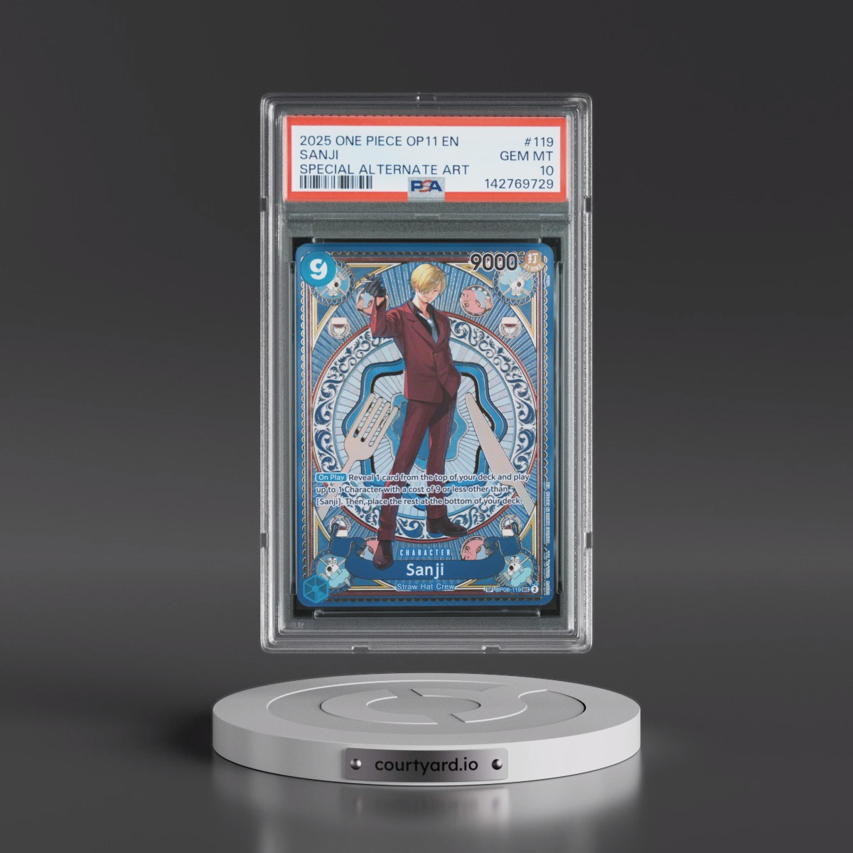 2025 One Piece OP11-A Fist of Divine Speed Sanji - Special Alternate Art #119 PSA 10