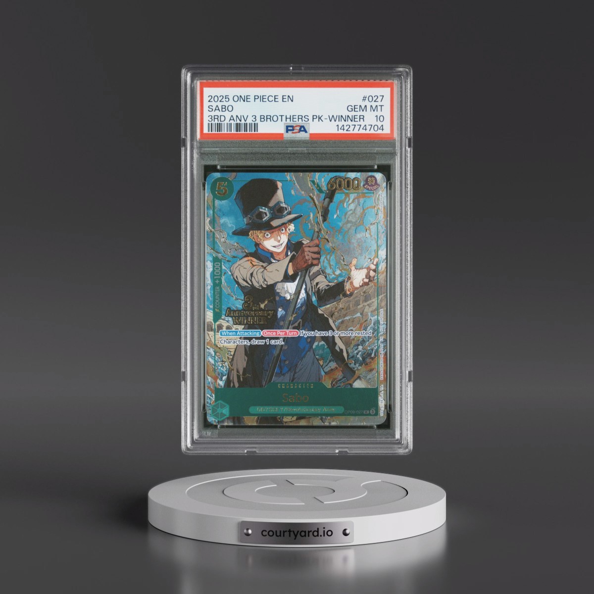 2025 One Piece 3rd Anniversary Tournament 3 Brothers Pack #027 Sabo - Winner (PSA 10 GEM MINT)