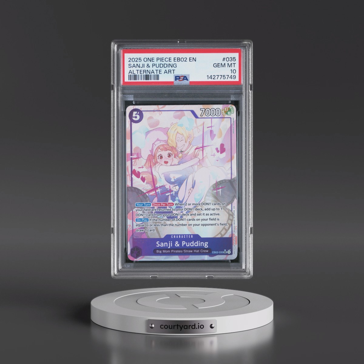 2025 One Piece EB02-Extra Booster -Anime 25th Collection #035 Sanji & Pudding - Alternate Art (PSA 10 GEM MINT)