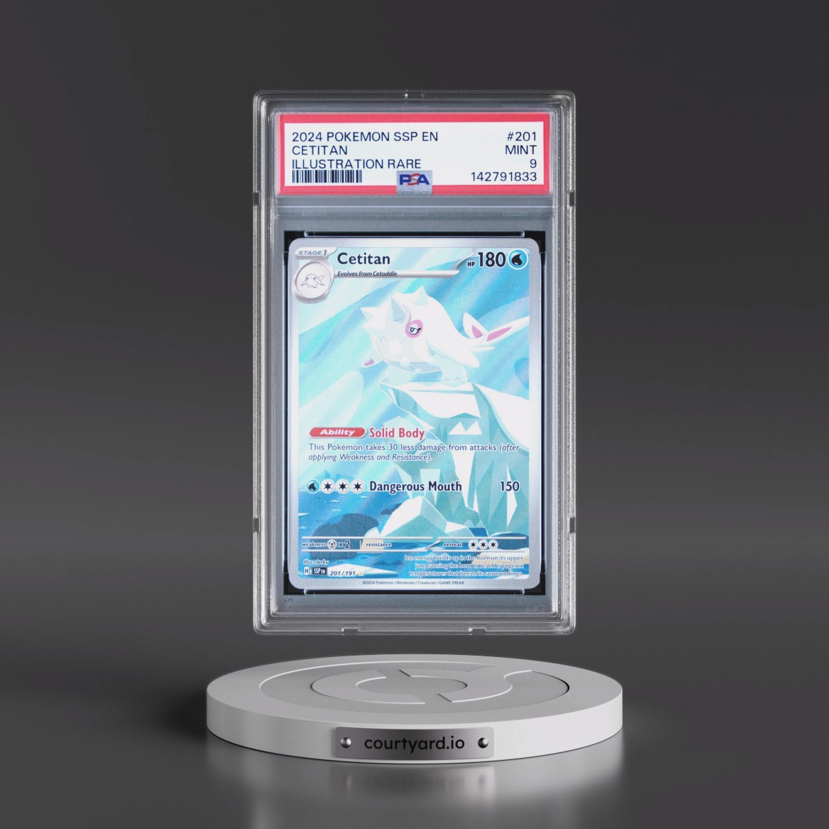 2024 Pokémon Ssp EN-Surging Sparks #201 Cetitan - Illustration Rare (PSA 9 MINT)