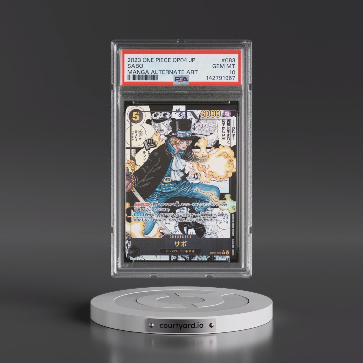 2023 One Piece Japanese OP04-Kingdoms of Intrigue #083 Sabo - Manga Alternate Art (PSA 10 GEM MINT)