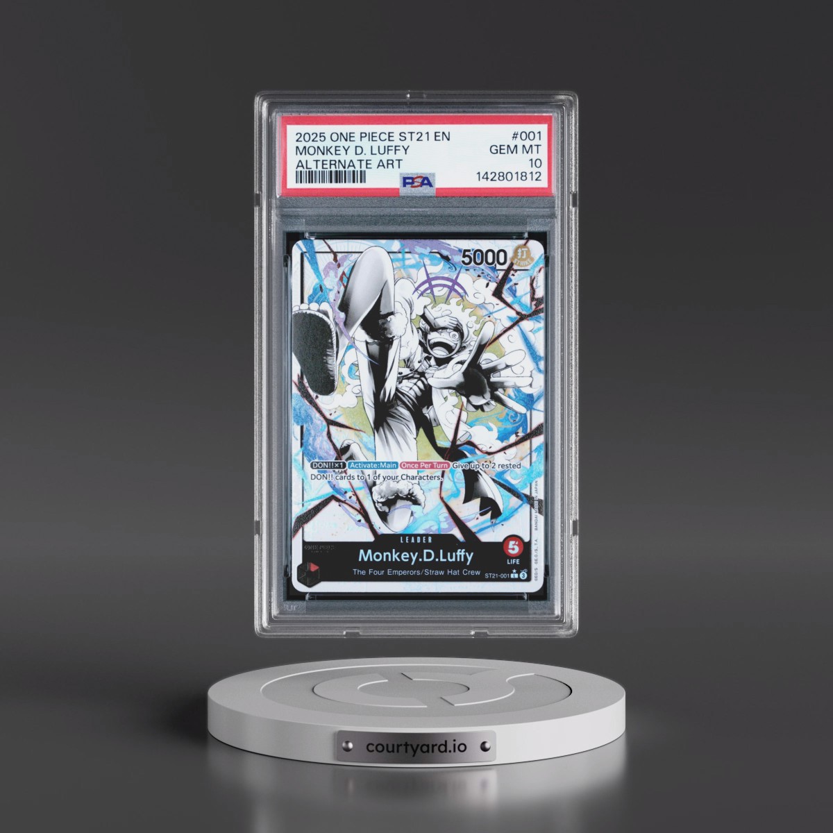 2025 One Piece Starter Deck ST21-EX Gear 5 #001 Monkey D. Luffy - Black & White Alternate Art (PSA 10 GEM MINT)