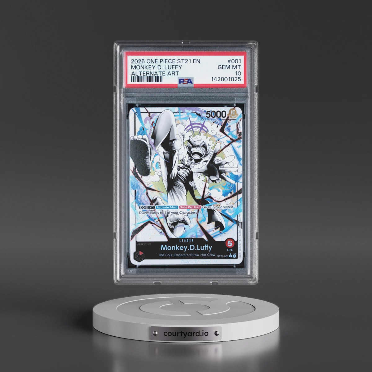 2025 One Piece Starter Deck ST21-EX Gear 5 #001 Monkey D. Luffy - Black & White Alternate Art (PSA 10 GEM MINT)
