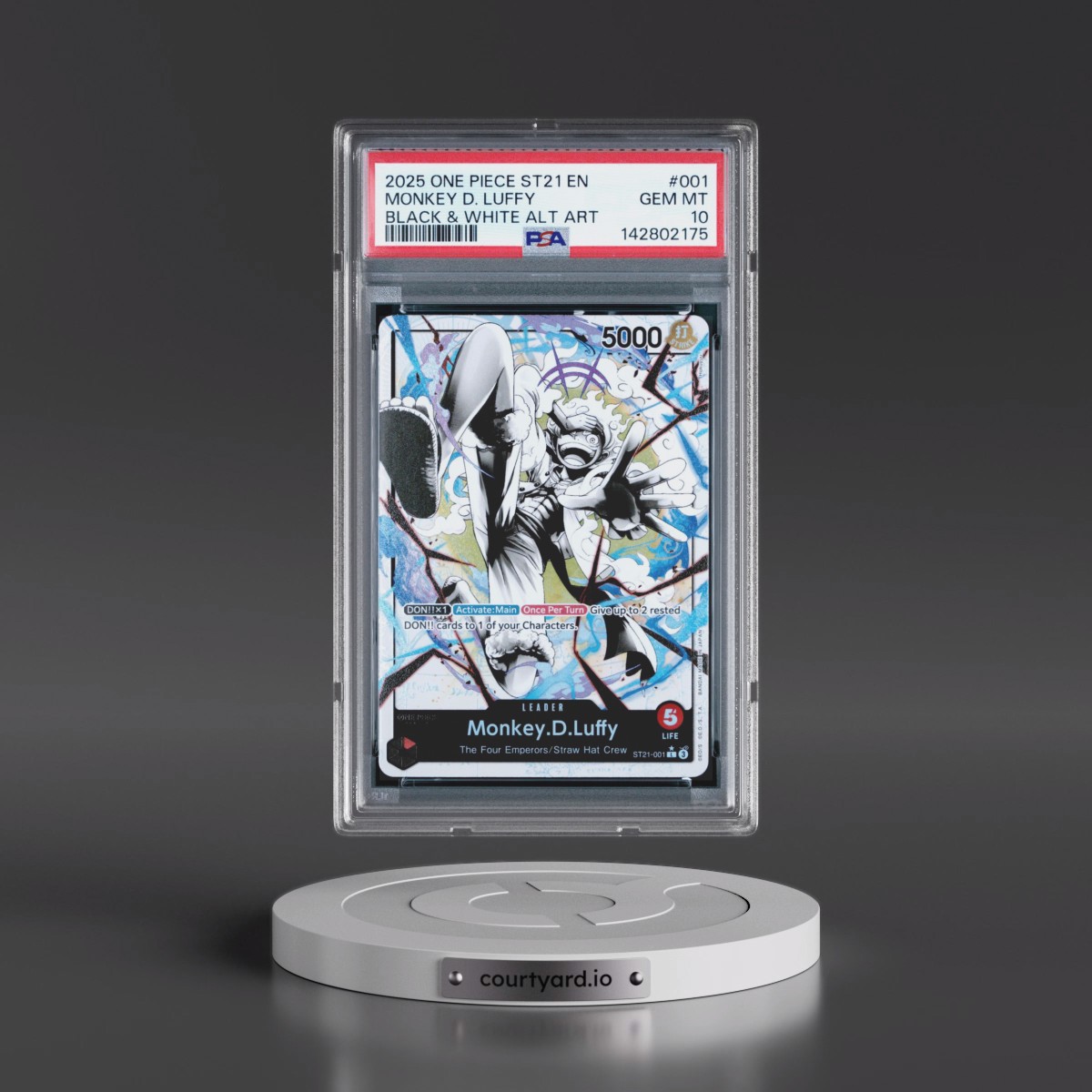 2025 One Piece Starter Deck ST21-EX Gear 5 #001 Monkey D. Luffy - Black & White Alternate Art (PSA 10 GEM MINT)
