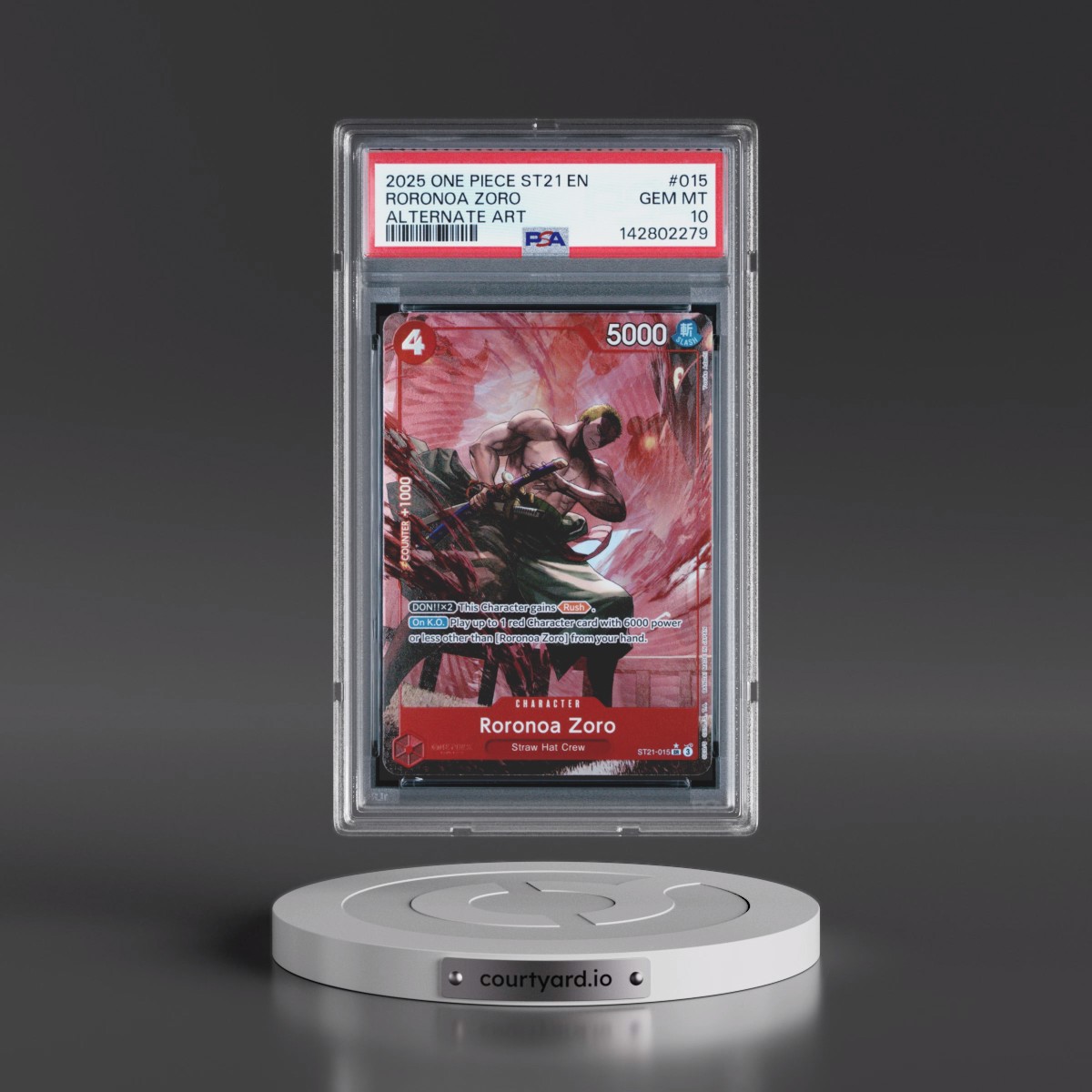 2025 One Piece Starter Deck ST21-EX Gear 5 #015 Roronoa Zoro - Alternate Art (PSA 10 GEM MINT)