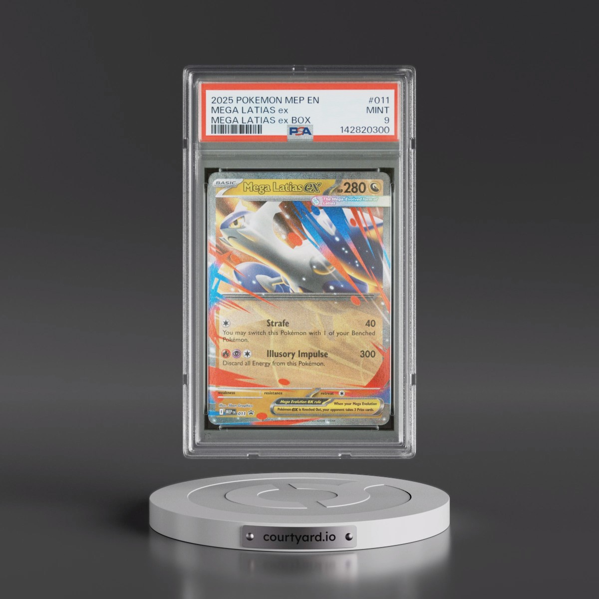 2025 Pokémon Mep EN-Me Black Star Promo #011 Mega Latias EX - Holo Mega Latias EX Box (PSA 9 MINT)
